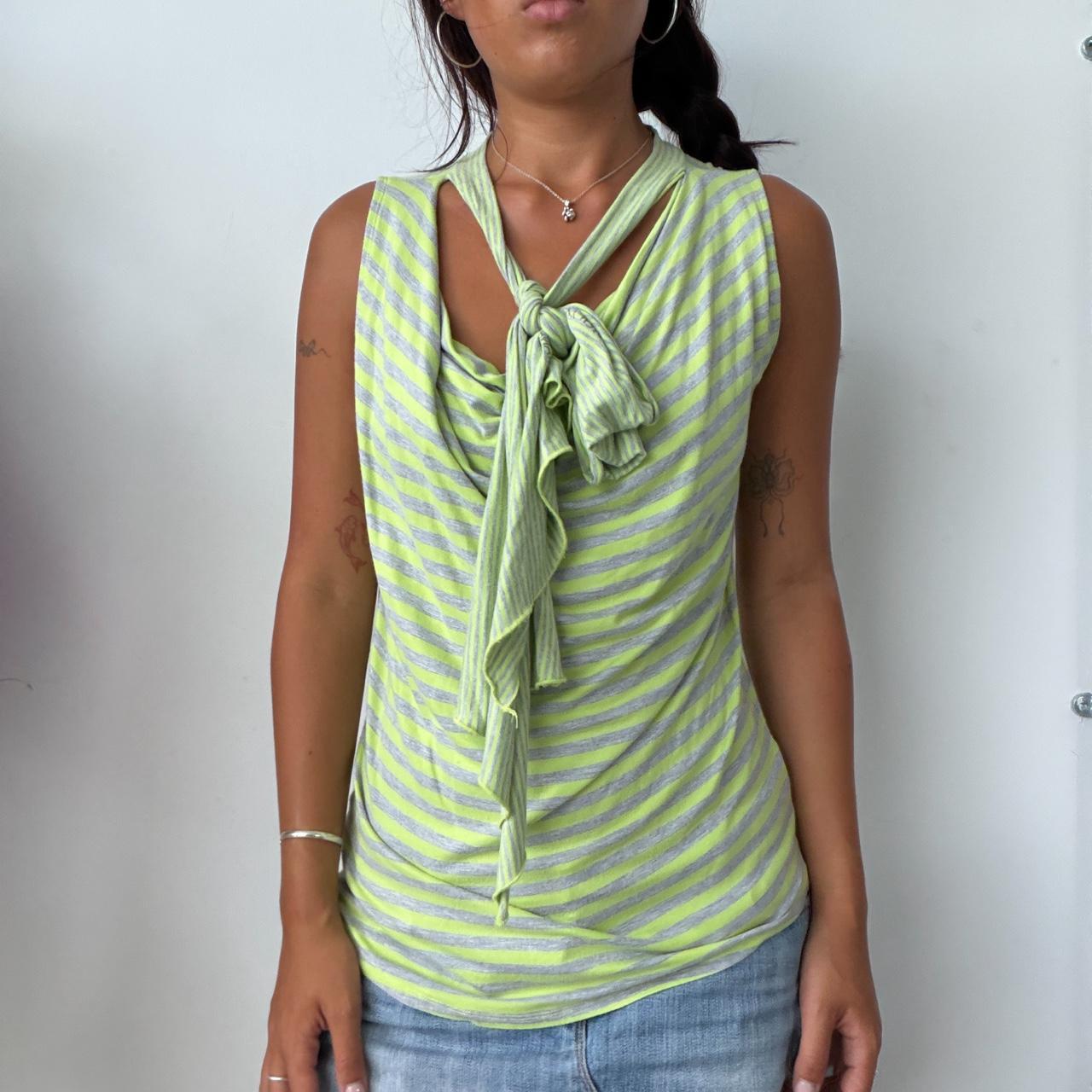 Vintage Green Striped Top