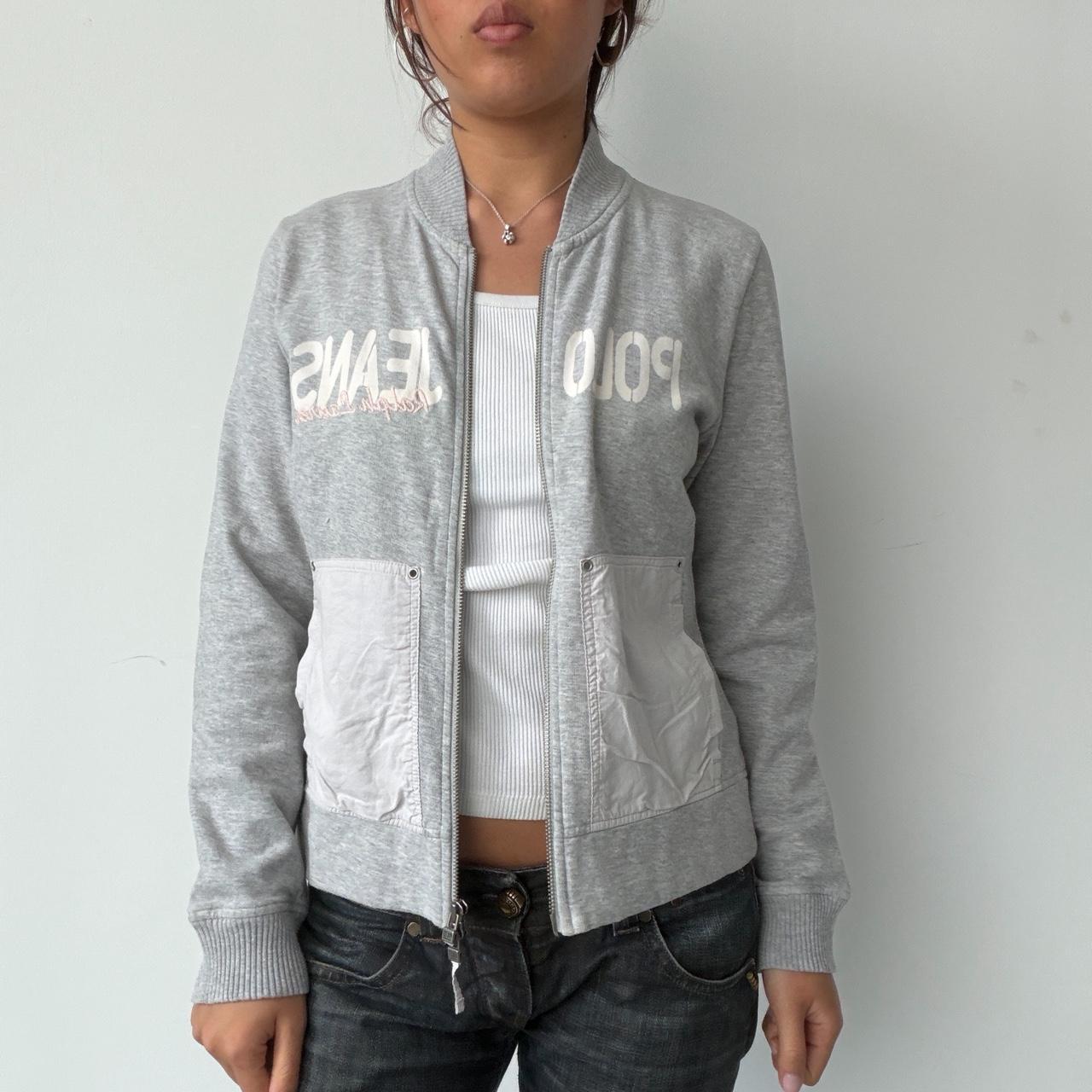 Vintage Grey Zip Up Polo
