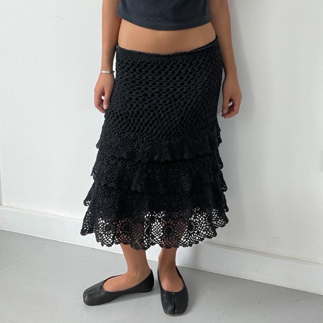 Vintage Black Crochet Skirt