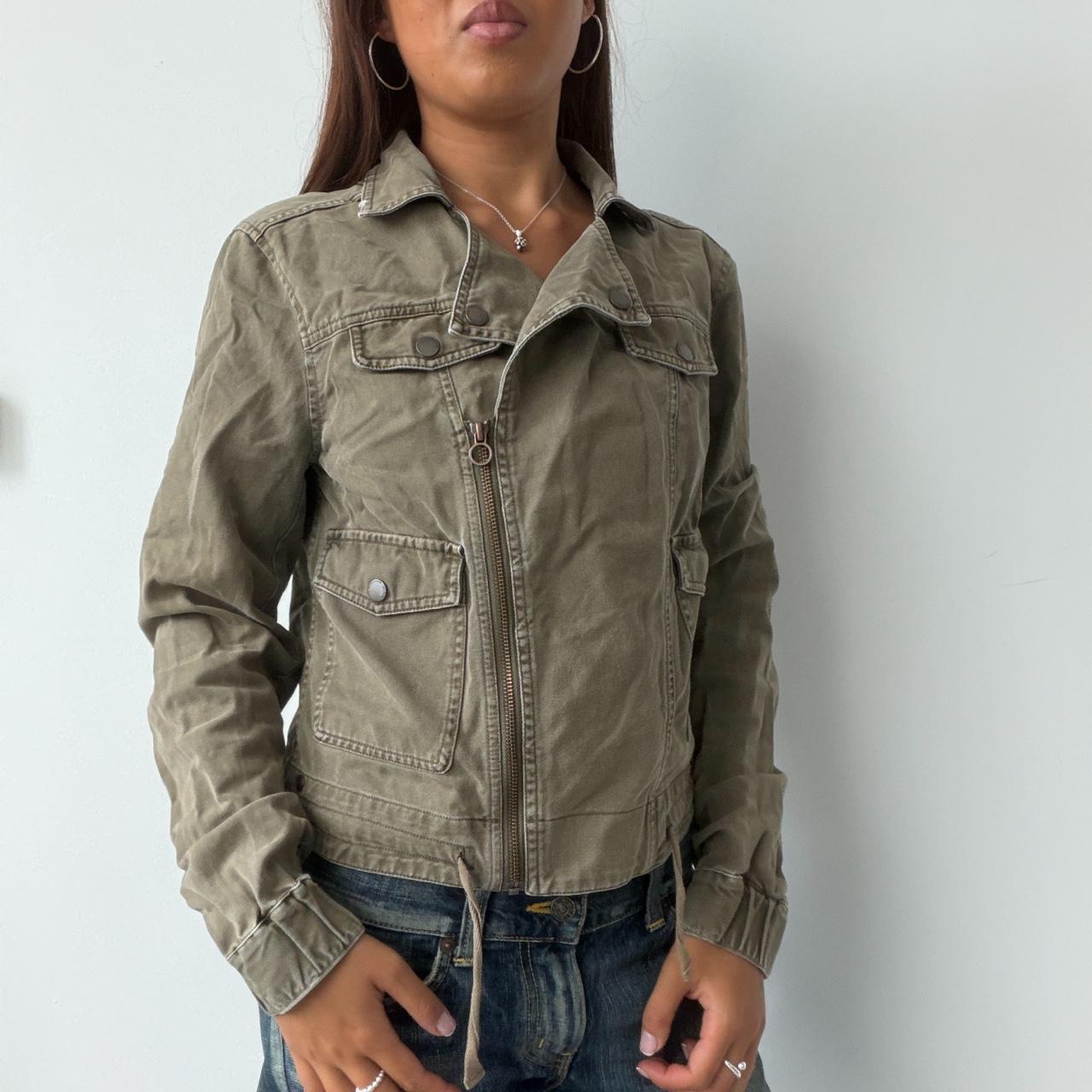 Vintage Khaki Asymmetric Utility Jacket