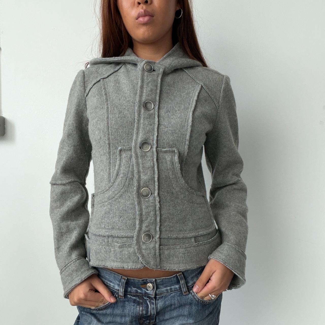 Vintage Grey Hooded Knit Jumper