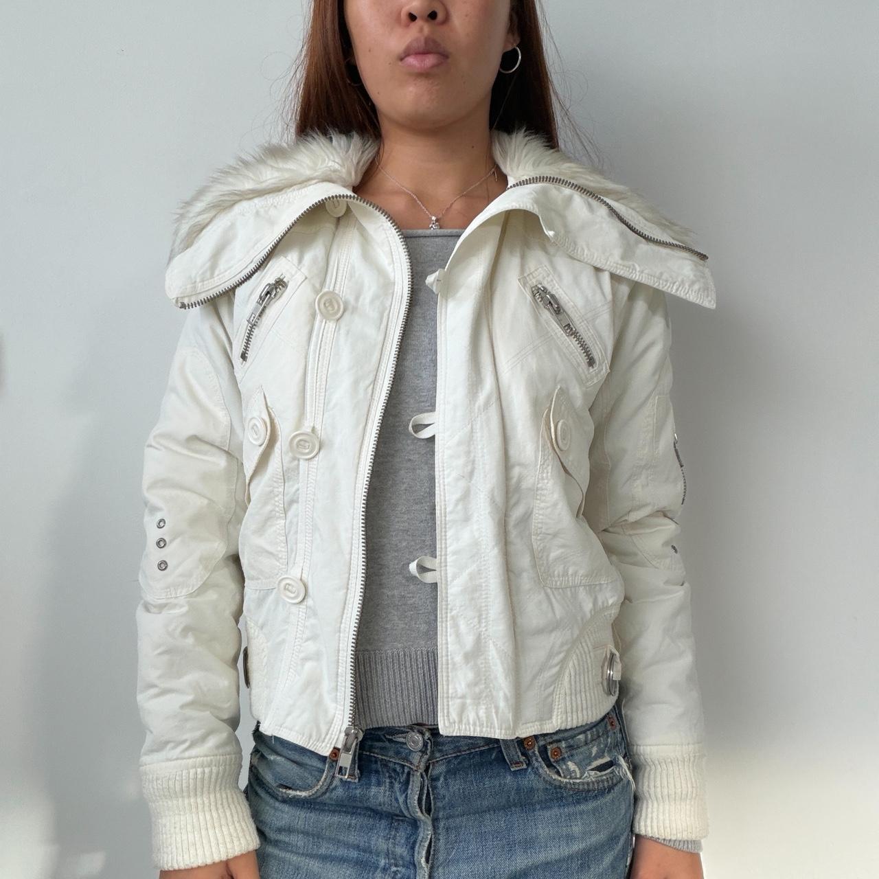 Vintage White Fur-Trim  Jacket