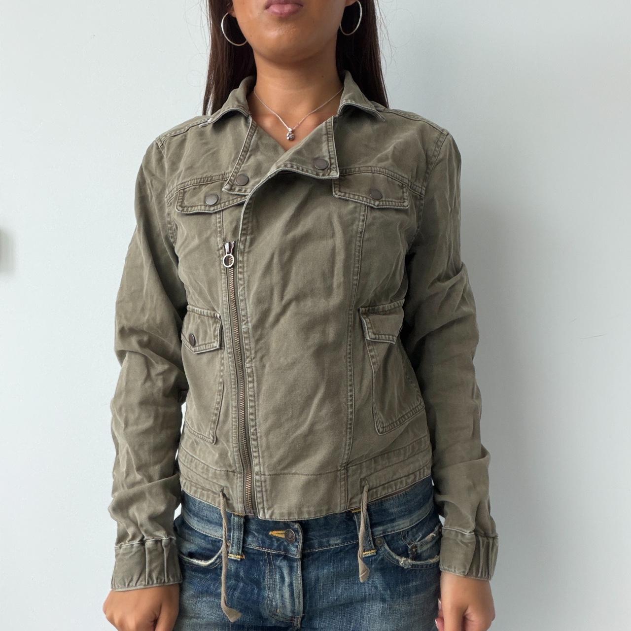 Vintage Khaki Asymmetric Utility Jacket
