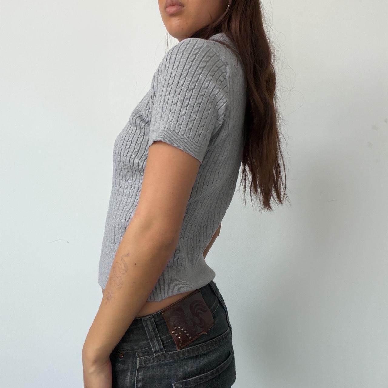 Vintage Grey Cable Knit Polo