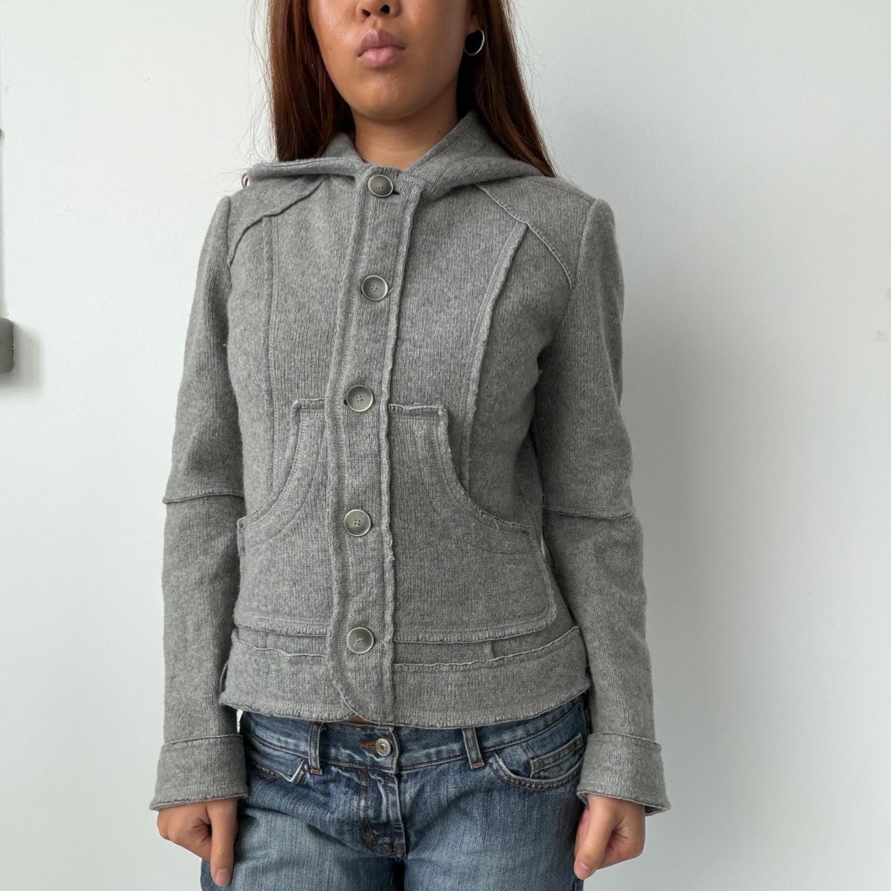 Vintage Grey Hooded Knit Jumper