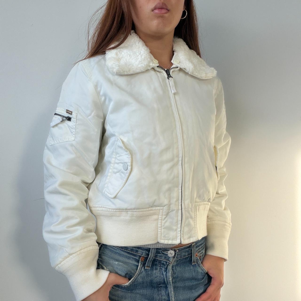 Vintage White Fur Collar Bomber