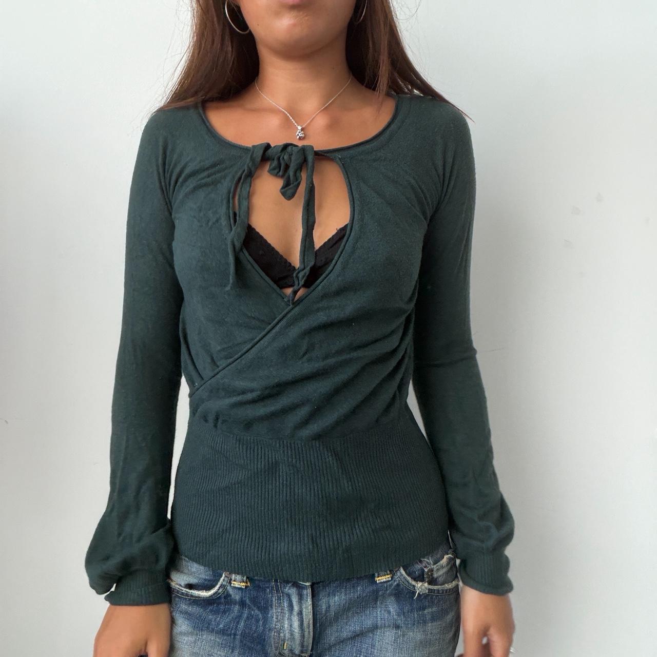 Vintage Green Knit Open Neck
