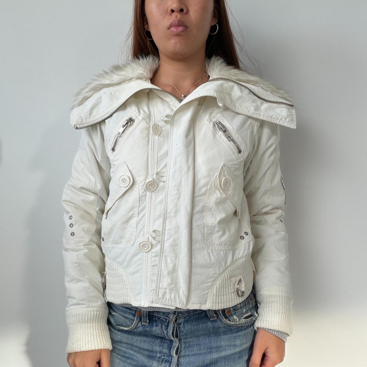 Vintage White Fur-Trim  Jacket