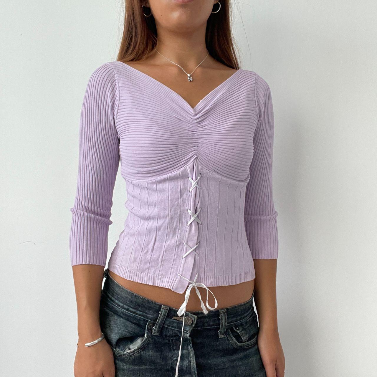 Vintage Lilac Ribbed Top