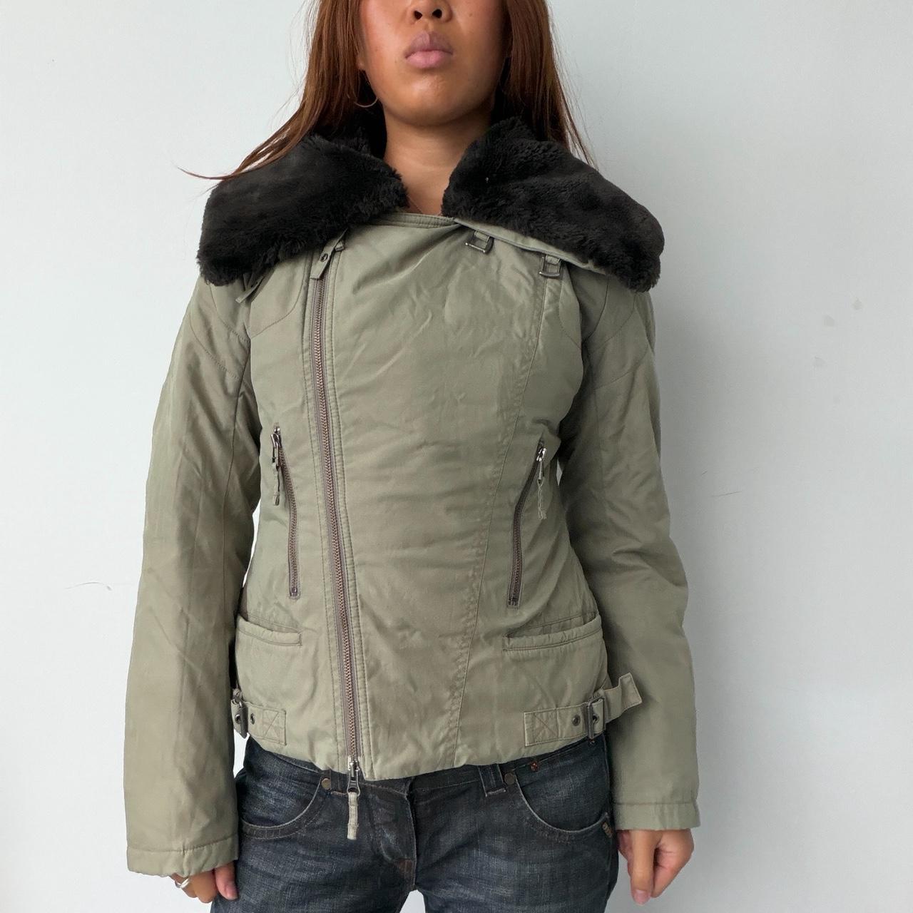 Vintage Khaki Asymmetric Jacket