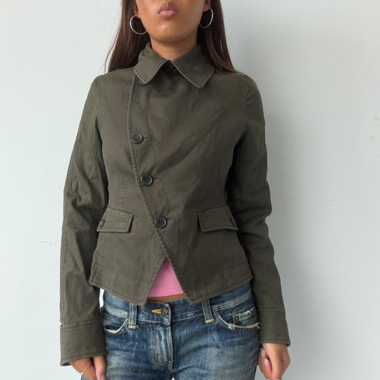 Vintage Khaki Side Button Jacket