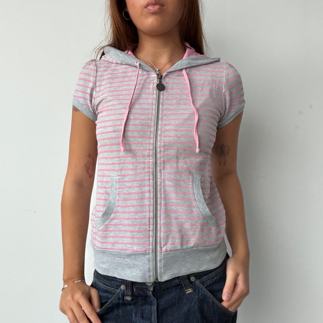 Vintage Stripe Pink Hooded Jumper