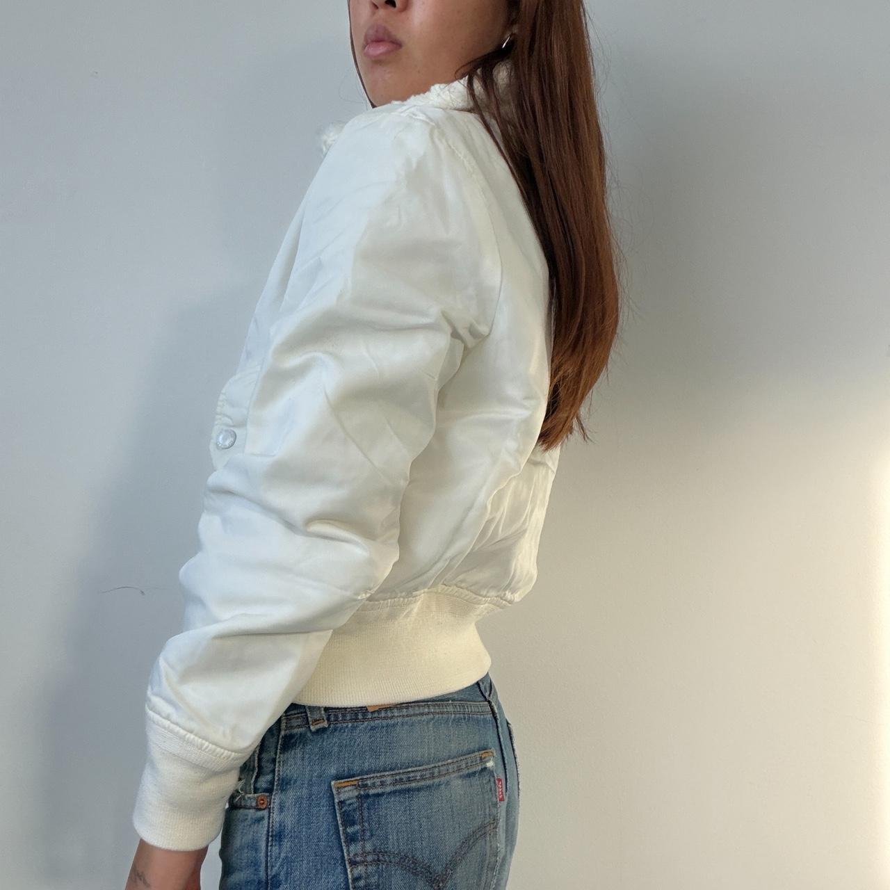 Vintage White Fur Collar Bomber