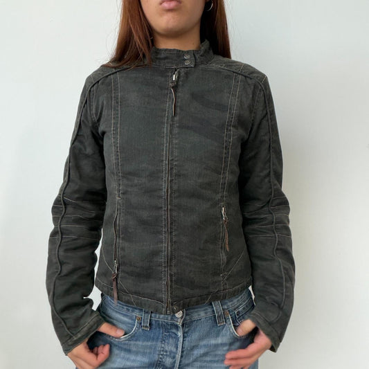 Vintage Black Denim Biker Jacket