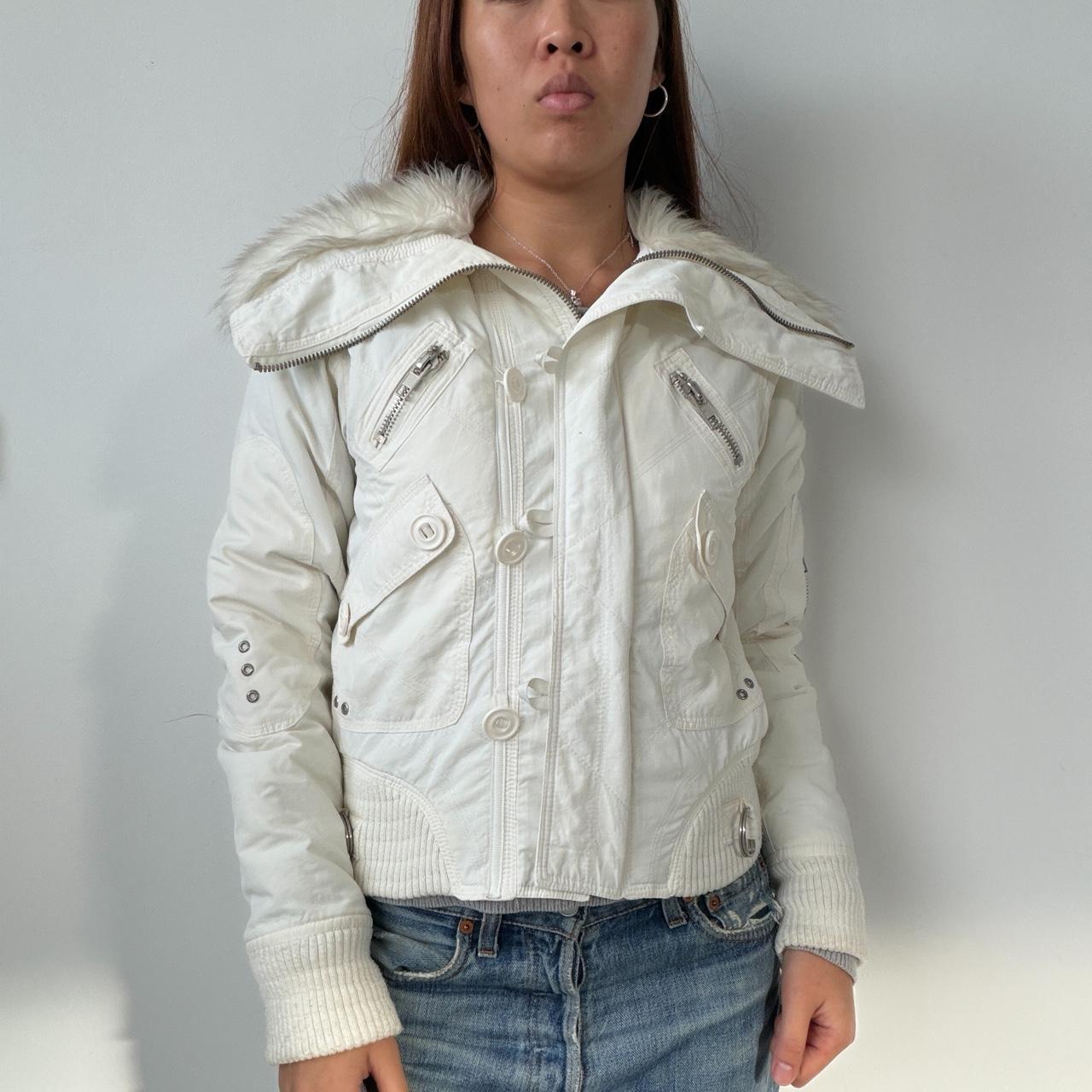 Vintage White Fur-Trim  Jacket