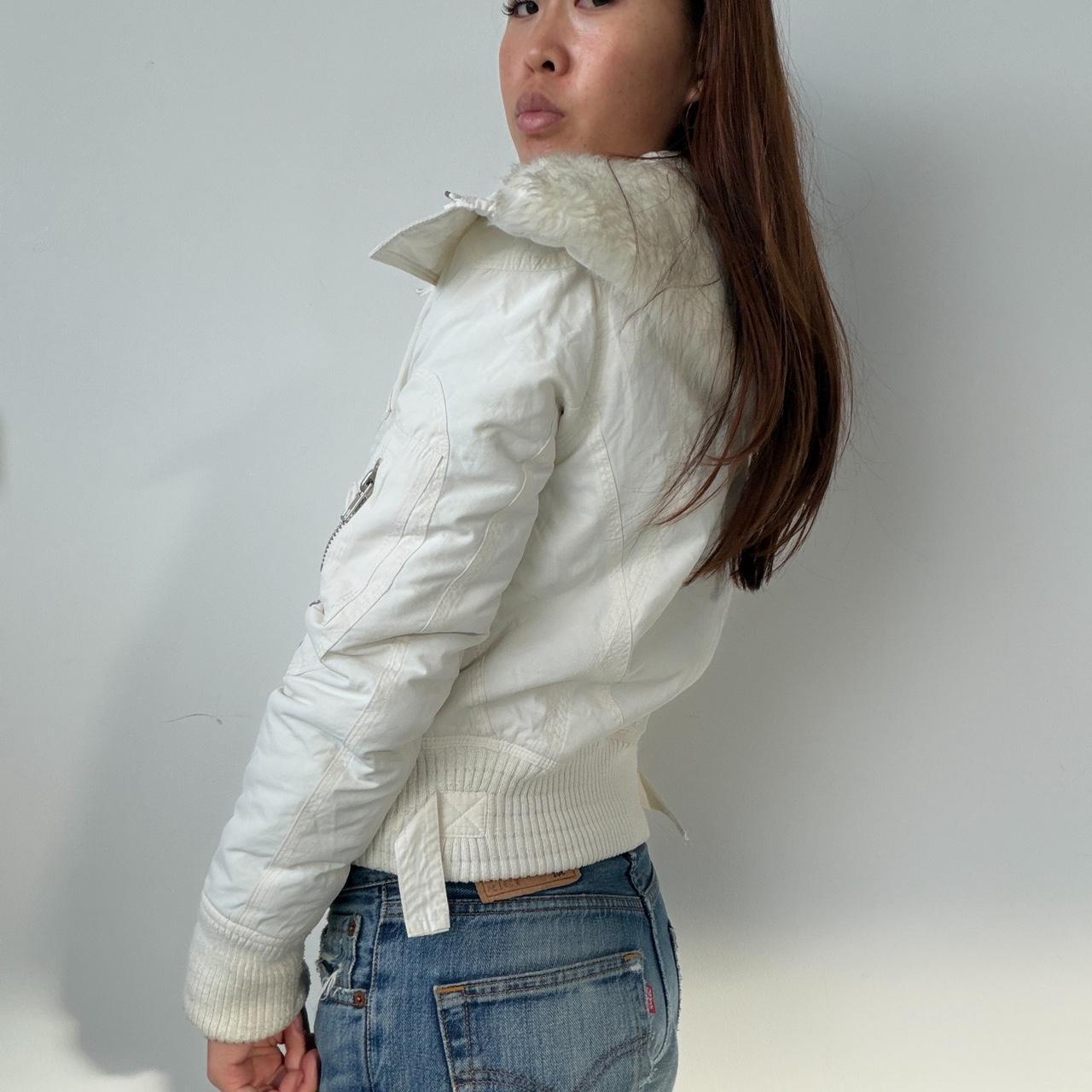 Vintage White Fur-Trim  Jacket