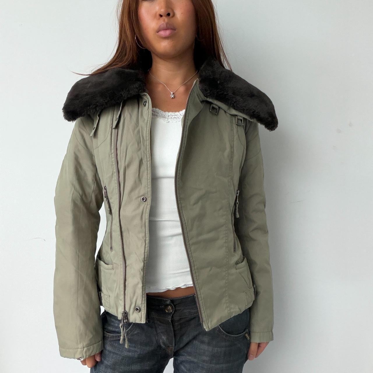 Vintage Khaki Asymmetric Jacket