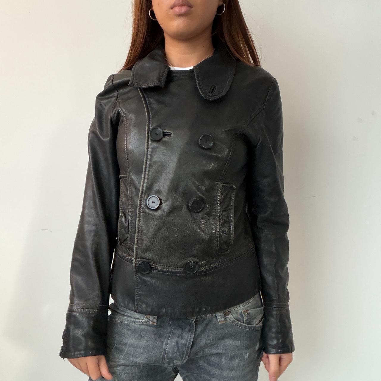 Vintage Black Double Breasted Leather Jacket