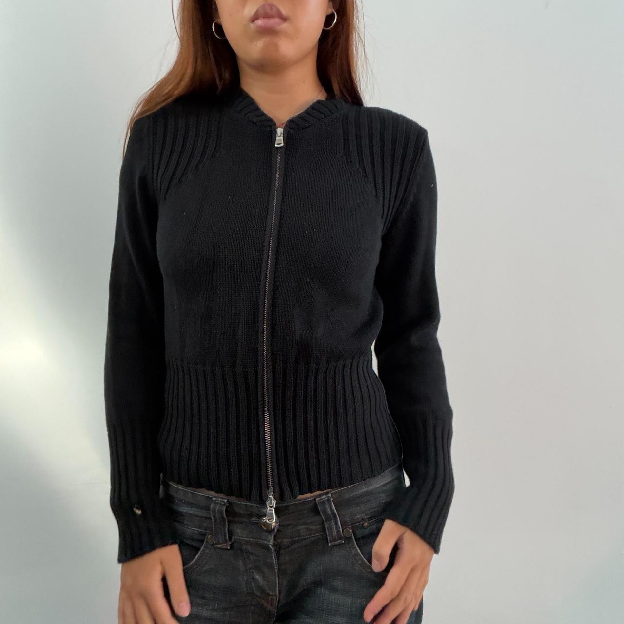 Vintage Black Zip Up Knit