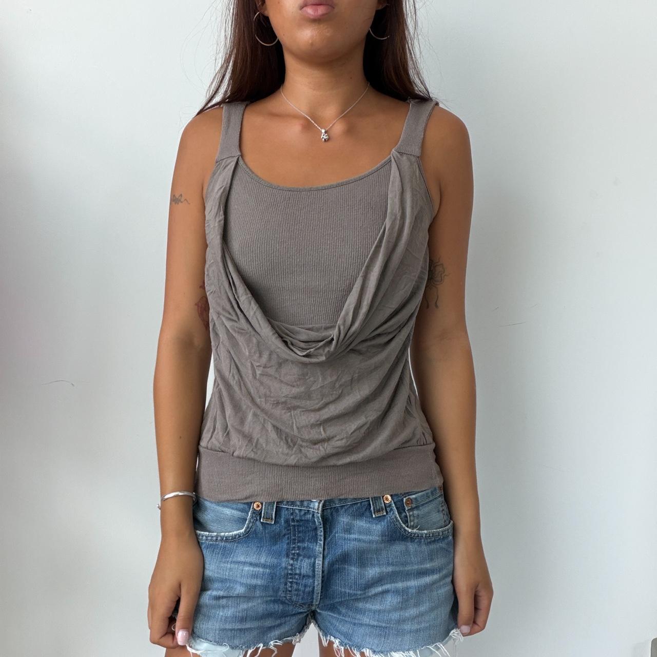Vintage Brown Cowl Neck Top