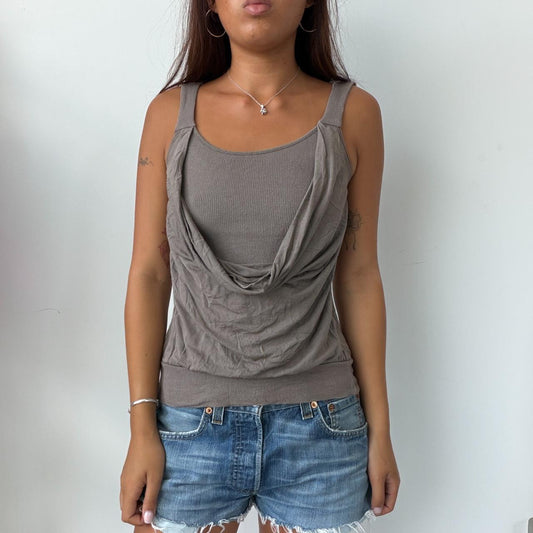 Vintage Brown Cowl Neck Top