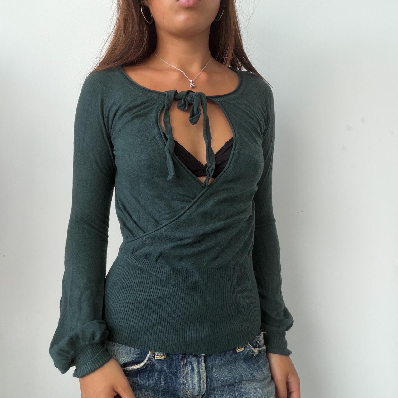 Vintage Green Knit Open Neck