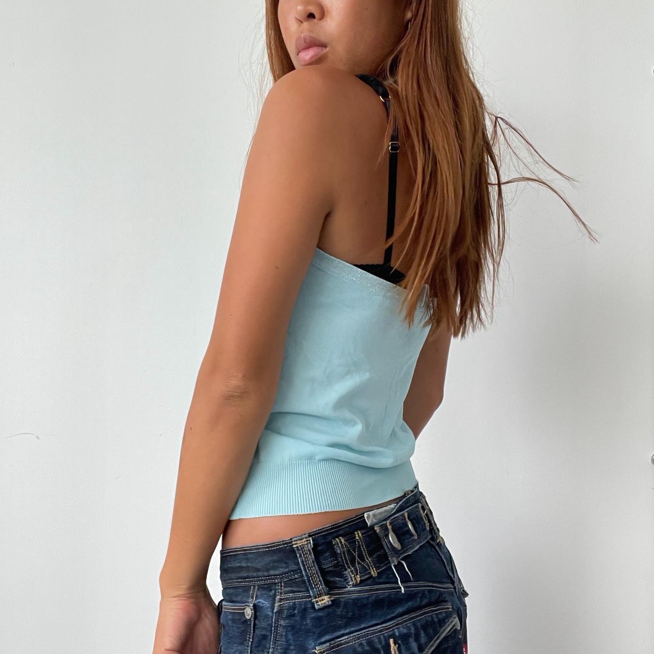 Vintage Blue Glitter Halter Top