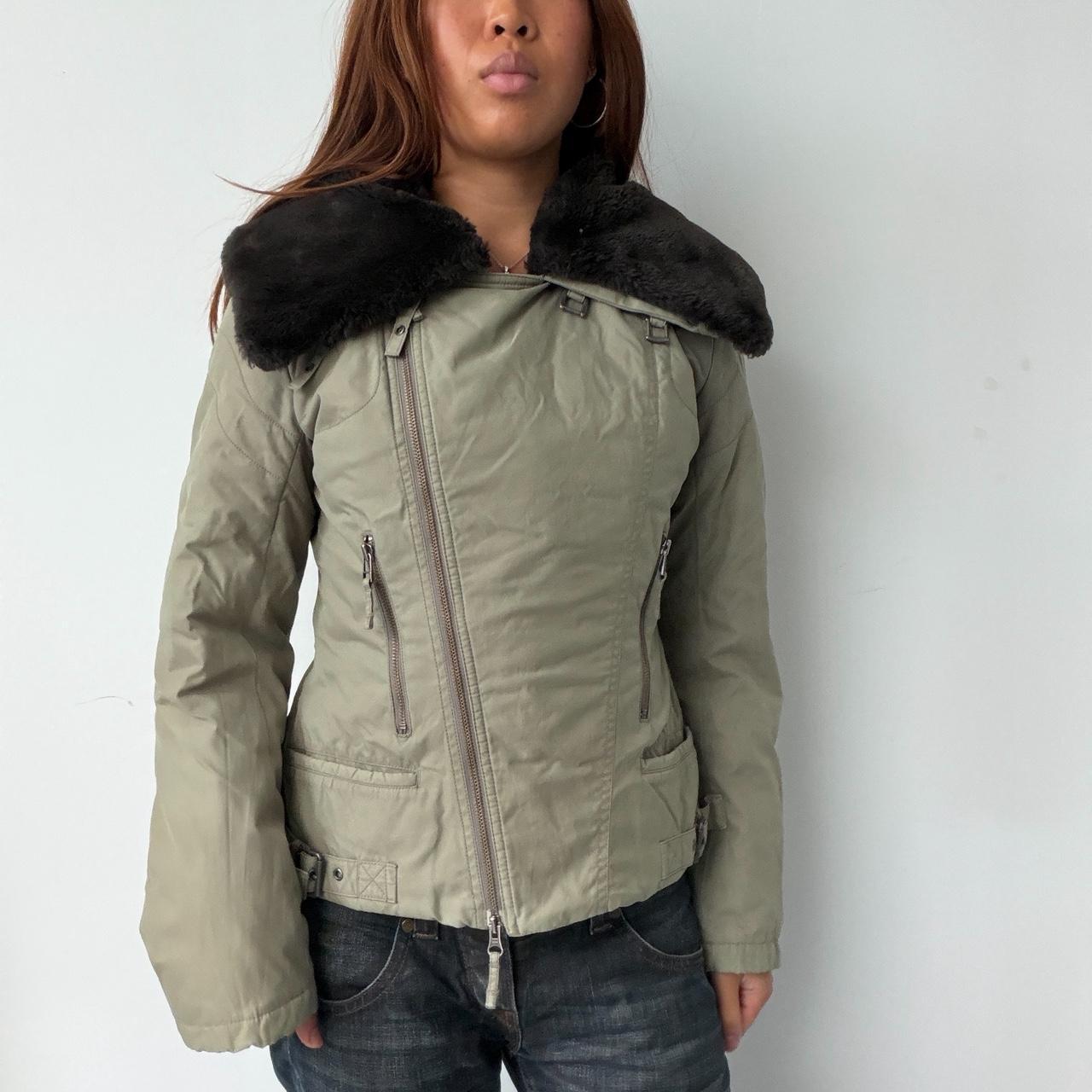Vintage Khaki Asymmetric Jacket