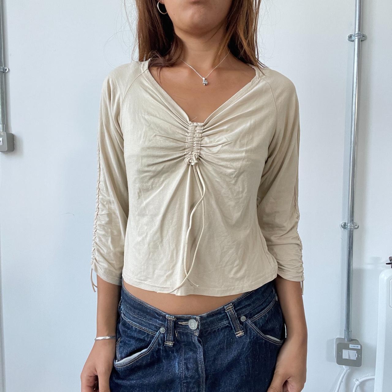 Vintage Beige Ruched Top