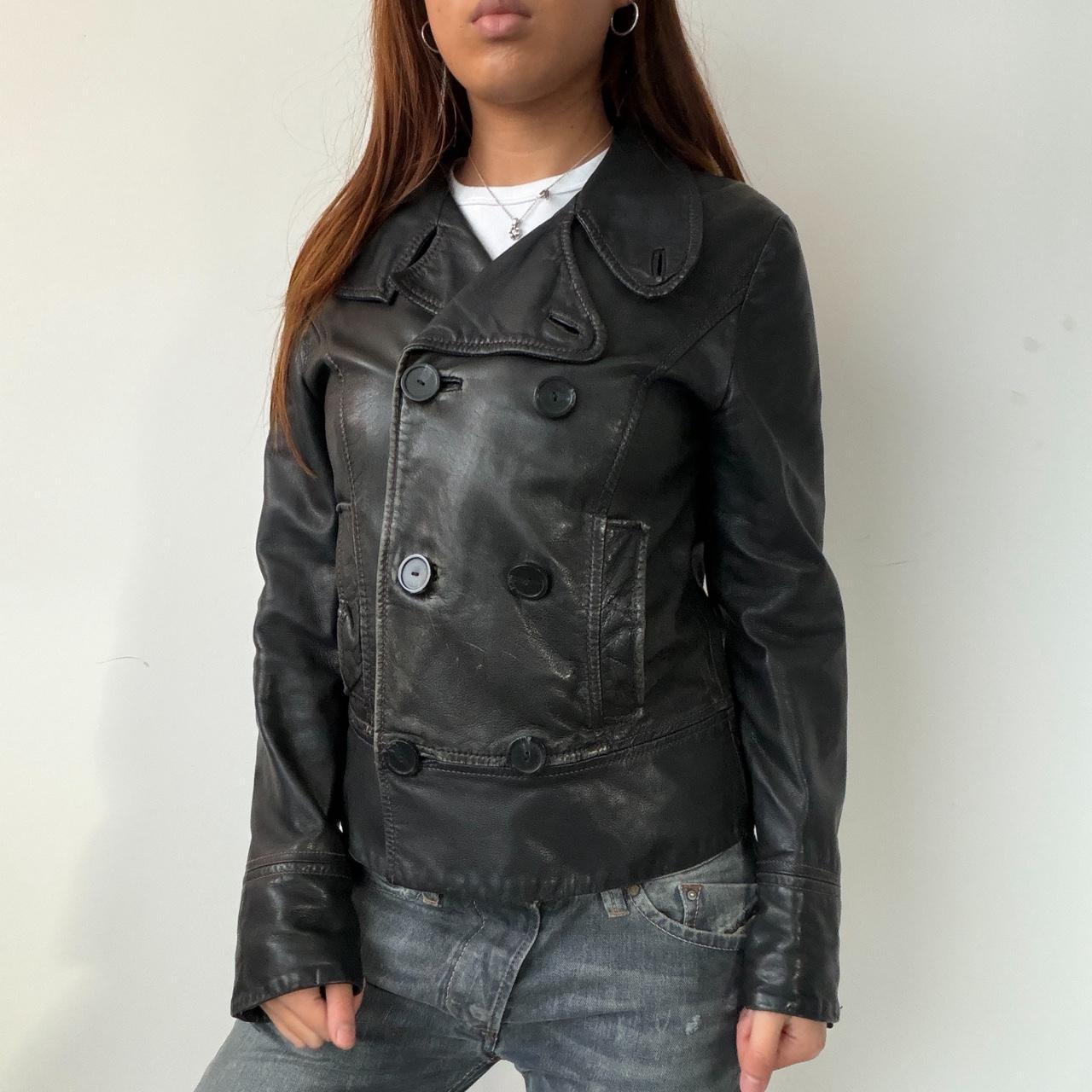 Vintage Black Double Breasted Leather Jacket