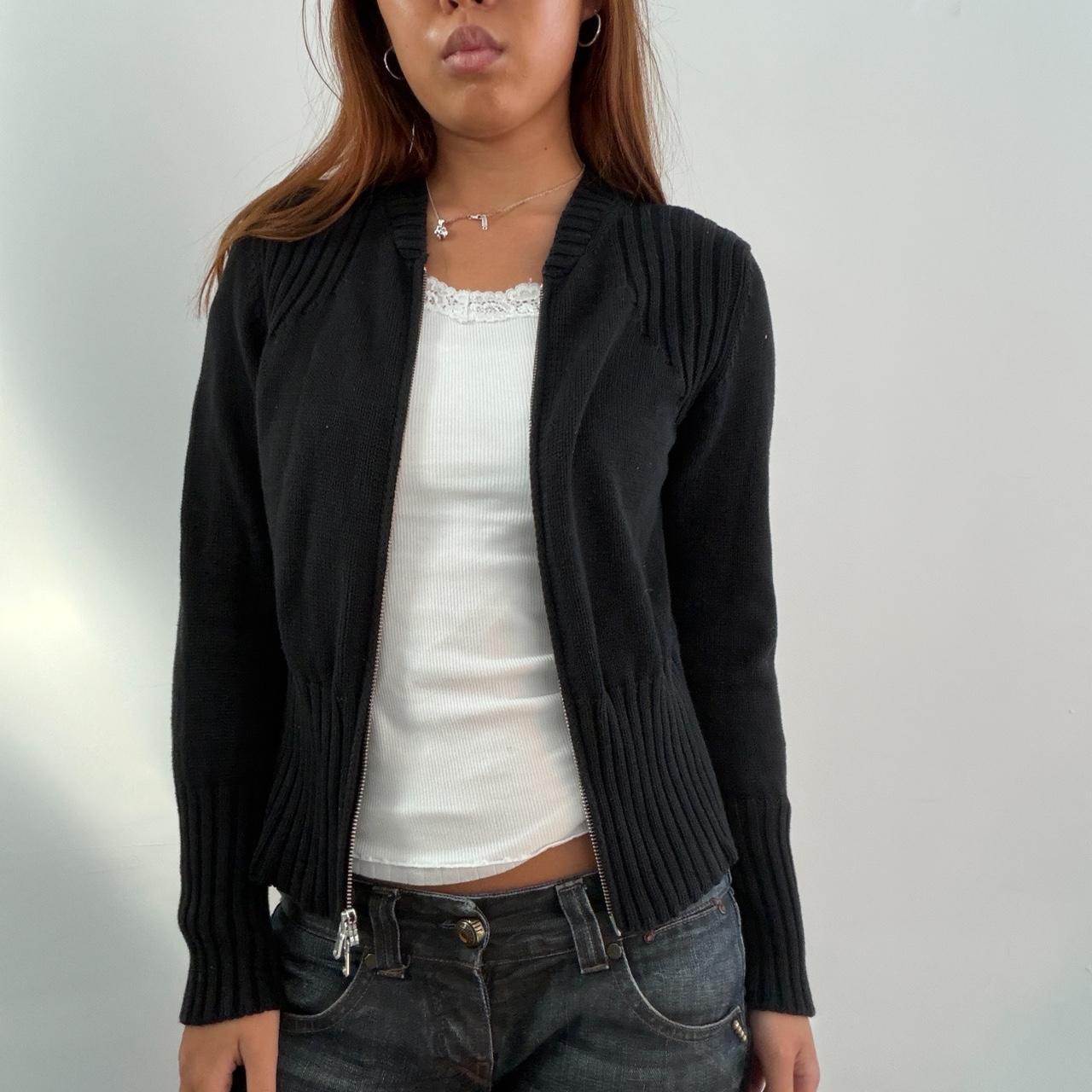 Vintage Black Zip Up Knit