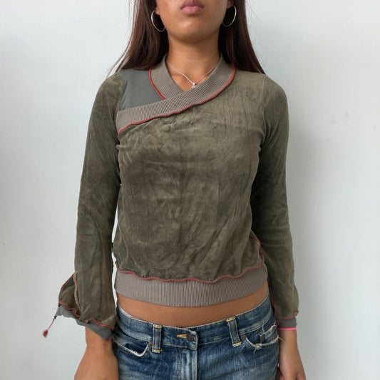 Vintage Khaki Velour Cop Copine Jumper