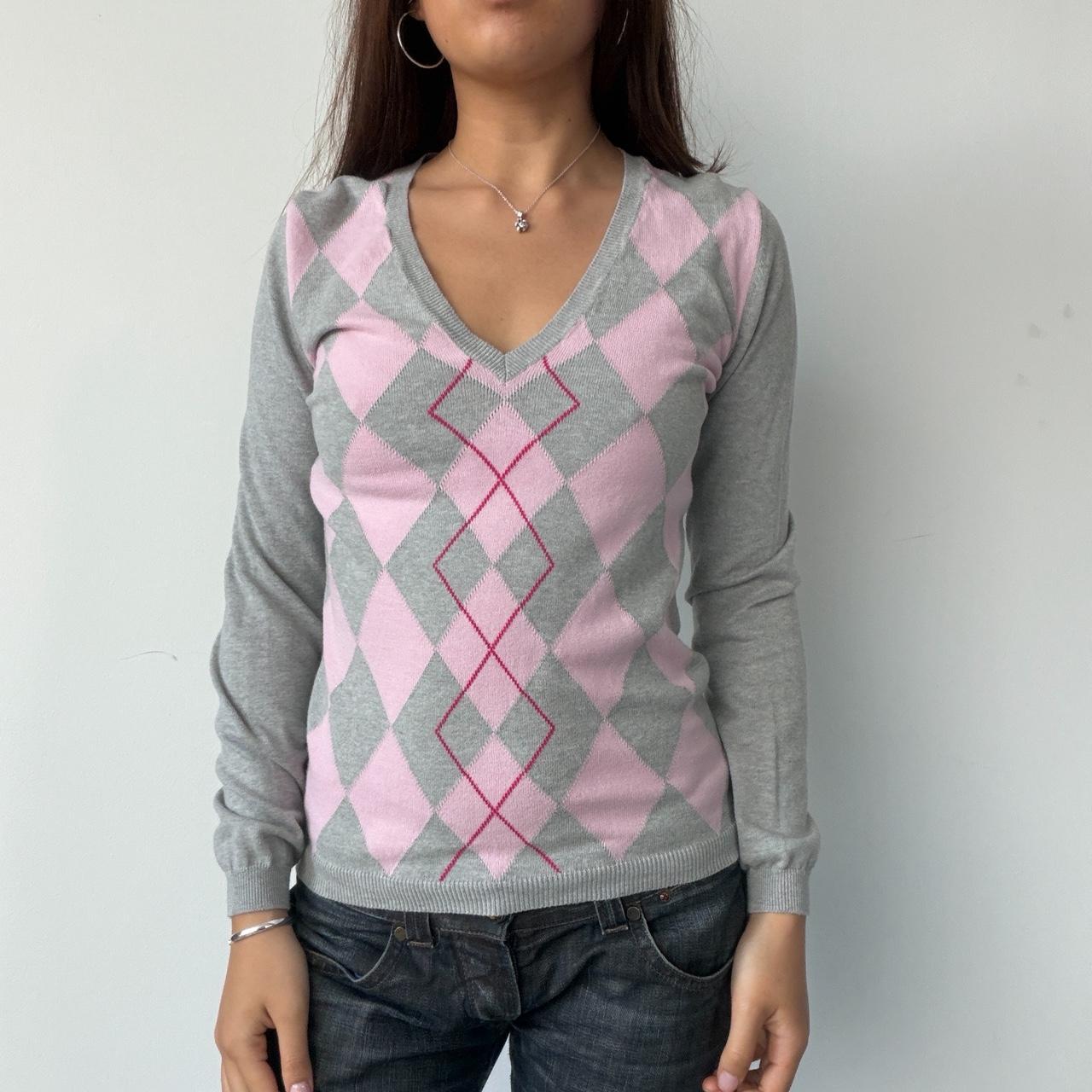 Vintage Grey and Pink Knit Jumper