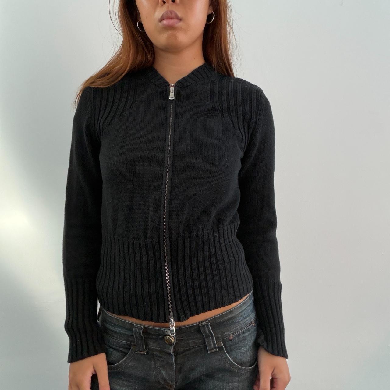 Vintage Black Zip Up Knit