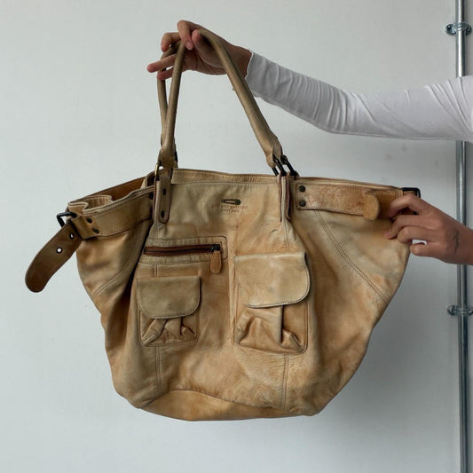Vintage Big Beige Yellow Bag