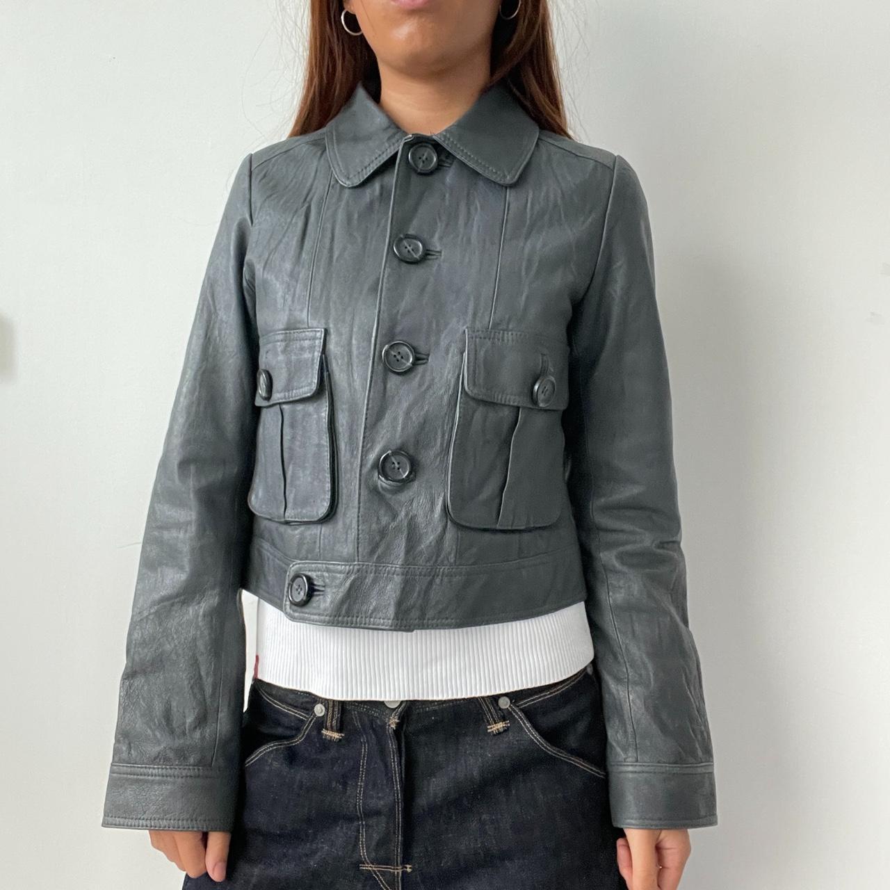 Vintage Grey Leather Jacket