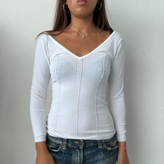 Vintage White V-Neck Top