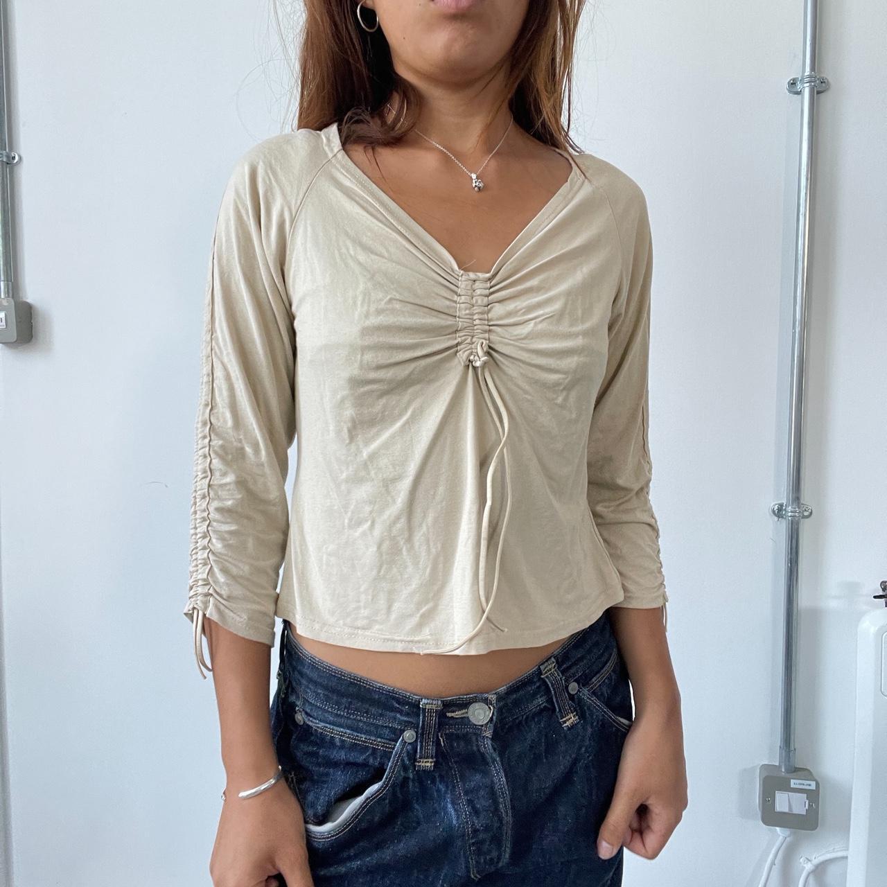 Vintage Beige Ruched Top