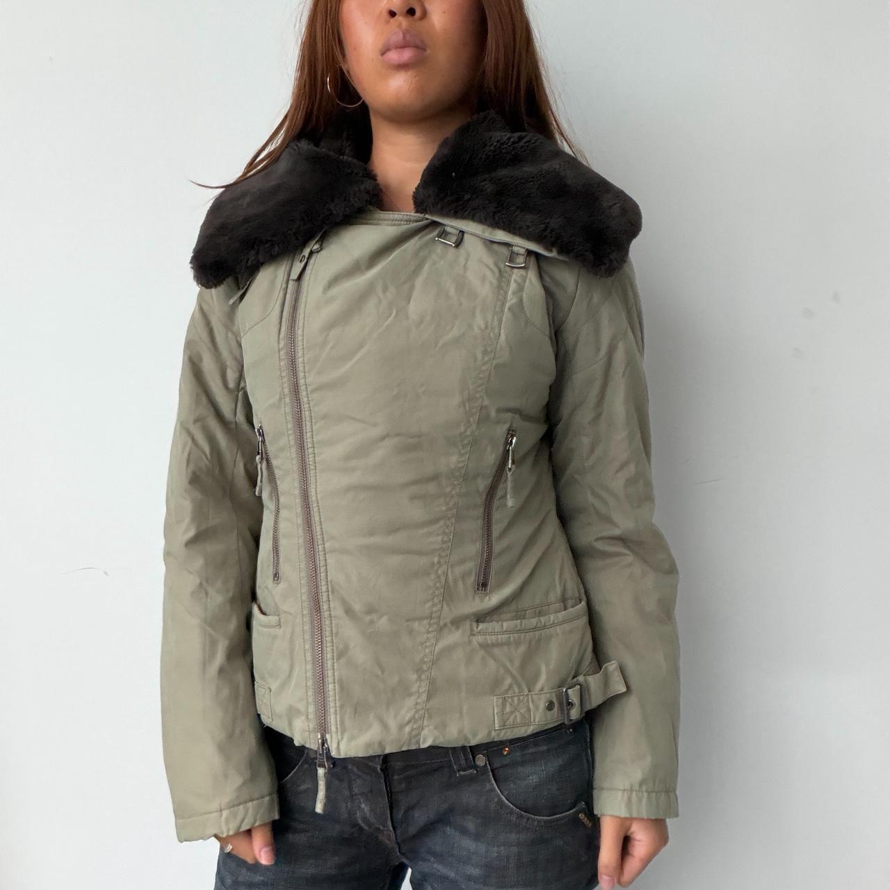 Vintage Khaki Asymmetric Jacket
