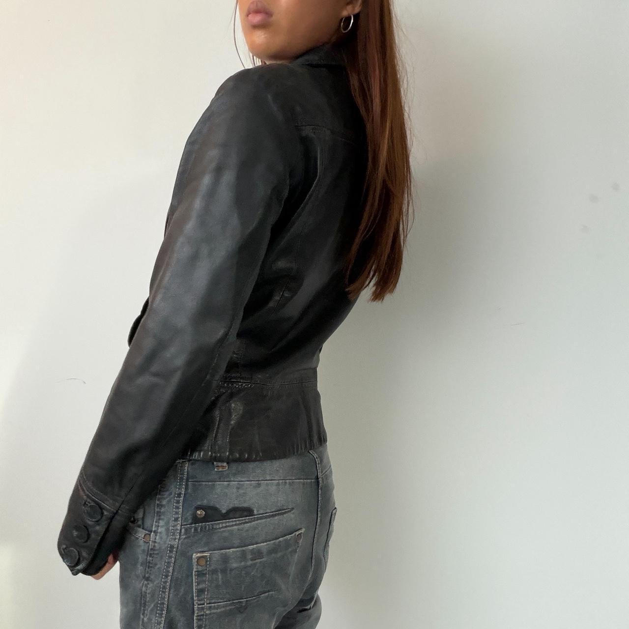 Vintage Black Double Breasted Leather Jacket