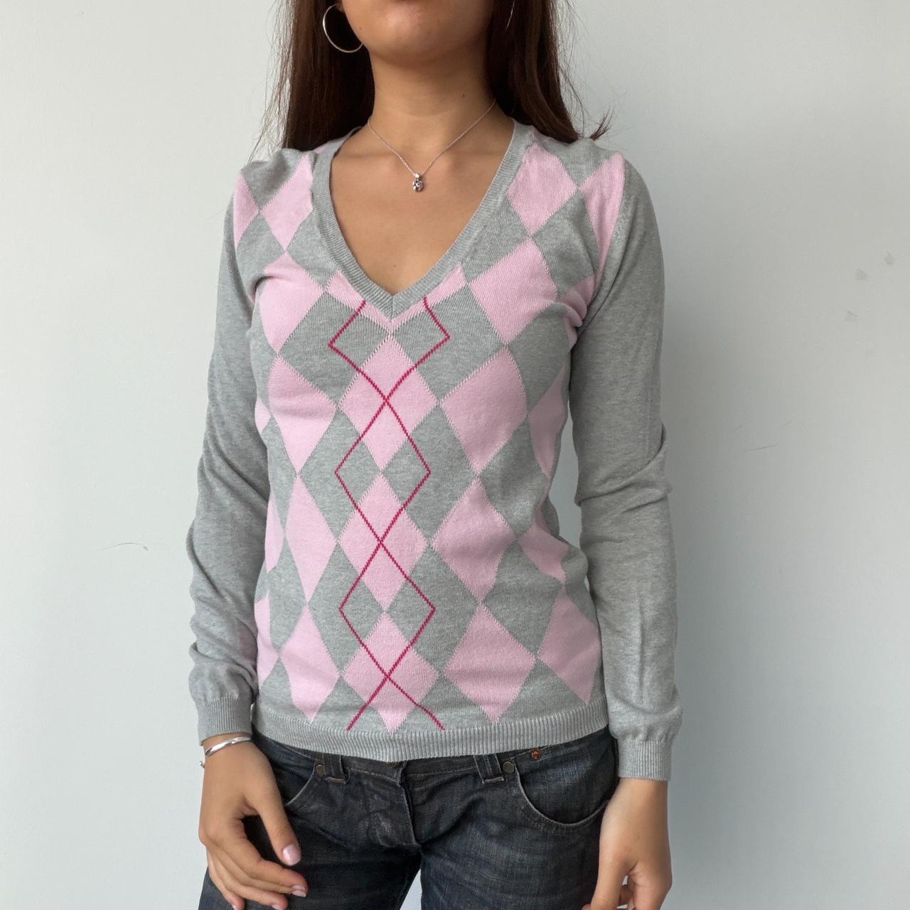 Vintage Grey and Pink Knit Jumper