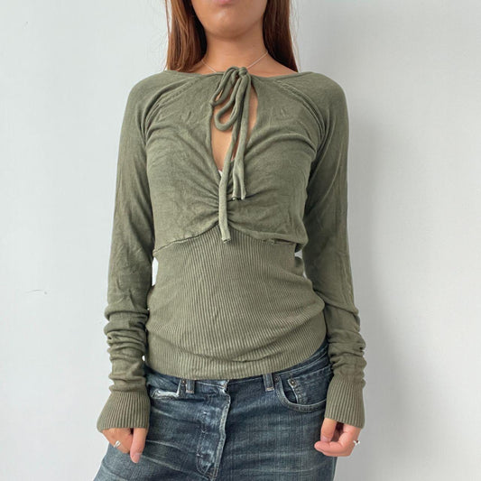 Vintage Khaki Keyhole Jumper