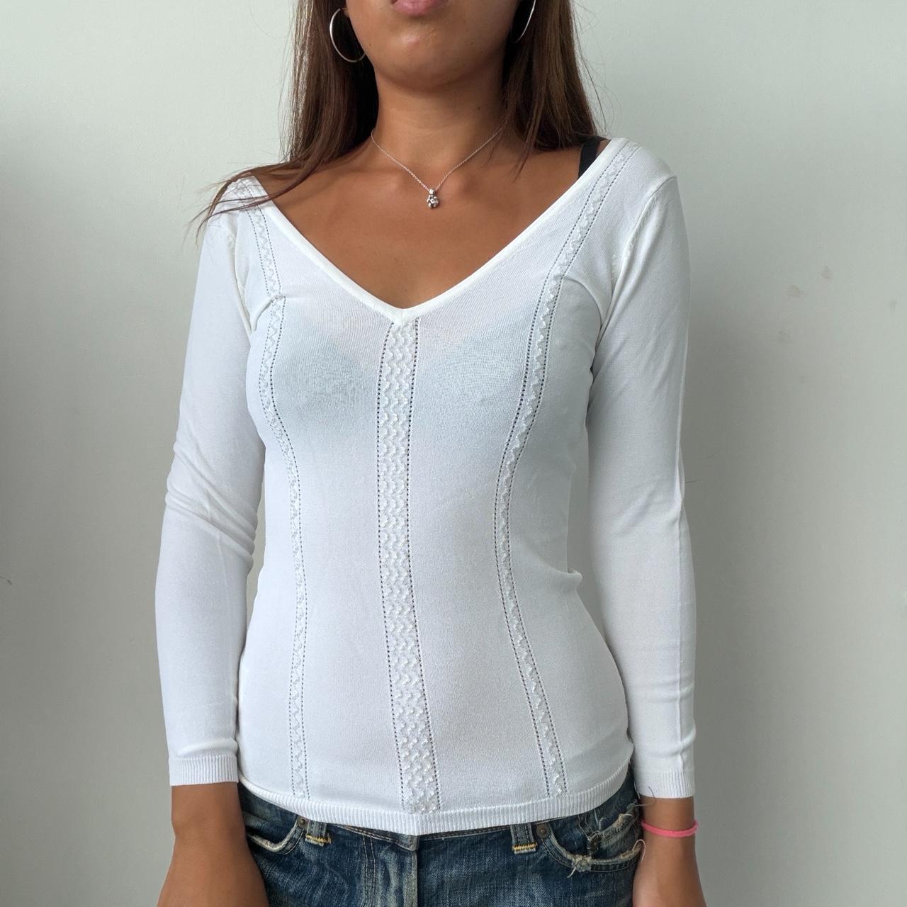 Vintage White V-Neck Top
