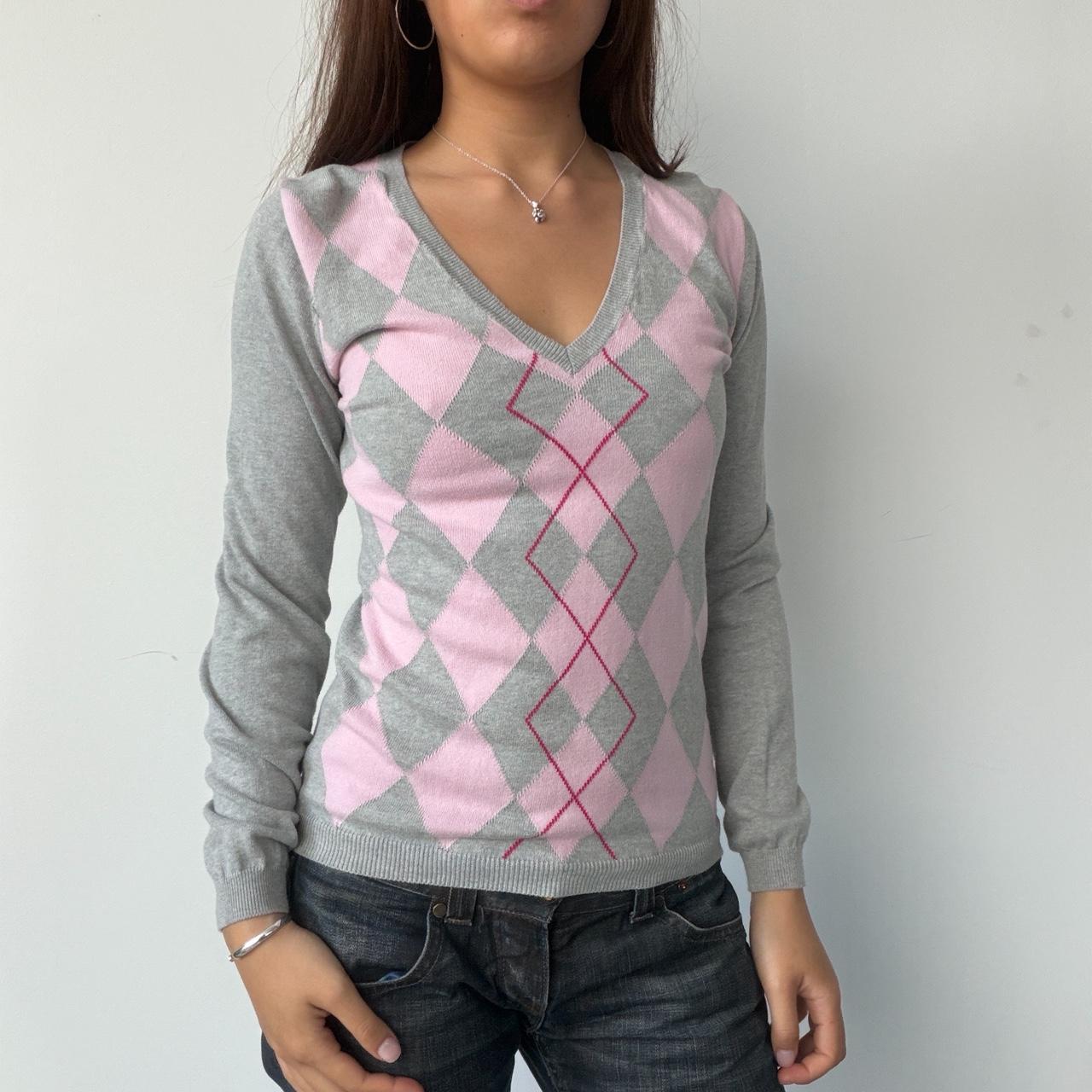 Vintage Grey and Pink Knit Jumper