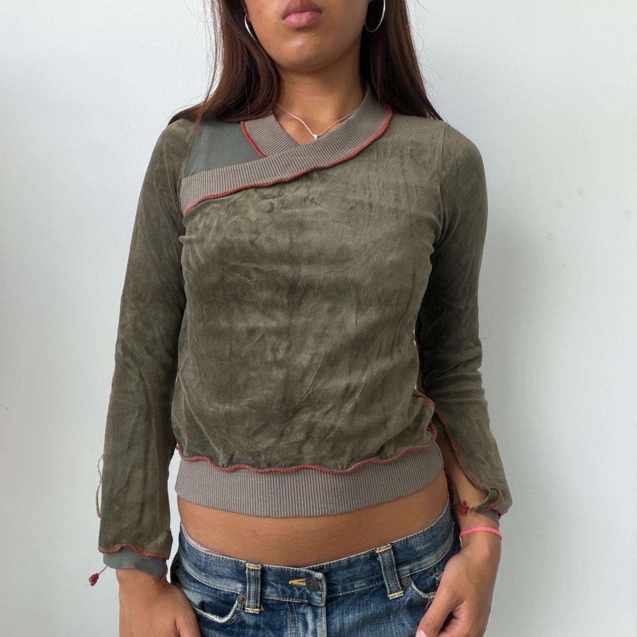 Vintage Khaki Velour Cop Copine Jumper