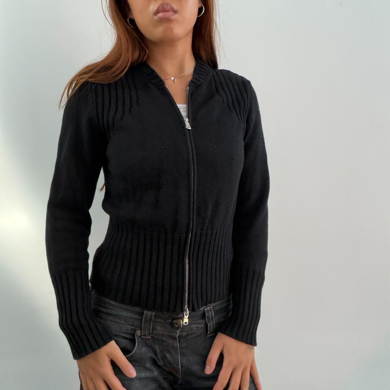 Vintage Black Zip Up Knit