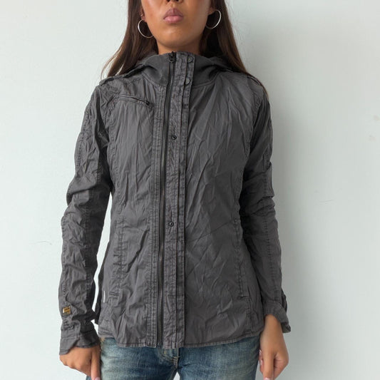Vintage Grey Hooded Utility Jacket