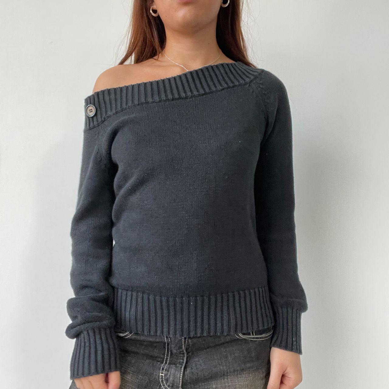 Black Knitted Off Shoulder Jumper