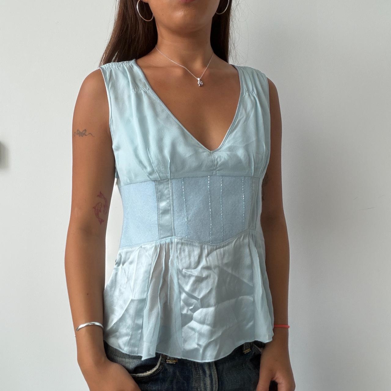 Vintage Baby Blue V Top