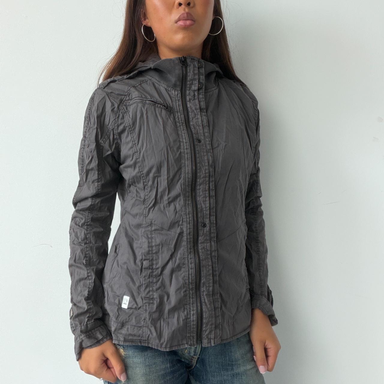 Vintage Grey Hooded Utility Jacket